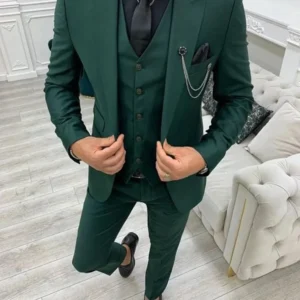 2024 Green Peak Lapel Slim Fit Men Suits 3 Pieces Tuxedos Terno Masculino Blazer Sets Groom Wedding Prom Costume Homme - Image 1