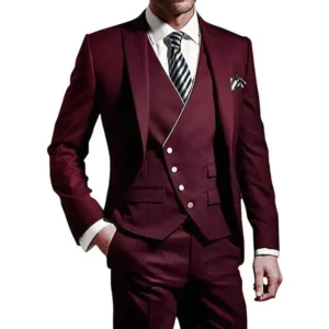 Formal Slim Fit Suit for Men 3 Pieces Blazer Vest and Pants Set Peak Lapel High Quality Wedding Dress Evening Party Tuxedo Suits - Image 2
