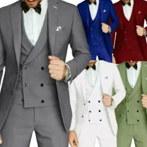 Men's Suits Elegant Notched Lapel Tuxedo 3 Pieces Blazer Vest and Pants Set Formal Men's Suit for Wedding Business Prom - Image 1