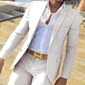 Formal Slim Fit Men's Suit Notched Lapel 3 Piece Blazer Vest and Pant Set for Wedding Business Summer Beach Tuxedo Suits for Men - Image 4