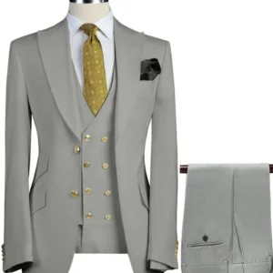 Formal Slim Fit Suits for Men Peak Lapel 3 Pieces Blazer Vest and Pants Set Luxury Men's Suit for Wedding Business Prom - Image 5