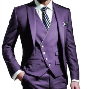 Elegant Men Suits 3 Pieces Slim Fit Blazer Vest Pants Set Peak Lapel Tuxedo Set for Wedding Single Breasted Suit Elegant Wedding - Image 2