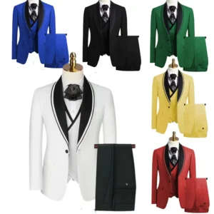 2024 New Formal Suit for Men 3 Pieces Blazer Vest and Pants Set Elegant Tuxedo for Business Evening Party Wedding - Image 1