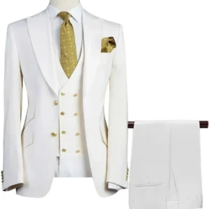 Formal Slim Fit Suits for Men Peak Lapel 3 Pieces Blazer Vest and Pants Set Luxury Men's Suit for Wedding Business Prom - Image 3