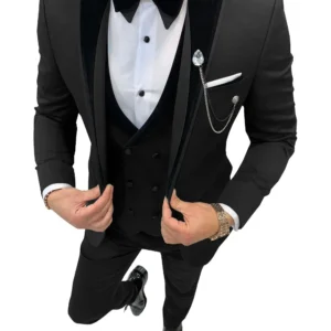 Formal Men's Suit 3 Pieces Blazer Vest and Pant Set Velvet Peak Lapel Slim Fit Tuxedo Set for Business Wedding Prom Suit for Men - Image 5