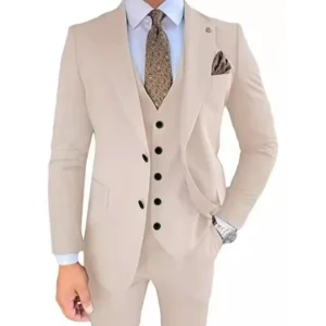 2024 New Luxury Suits for Men 3 Pieces Blazer Vest and Pants Set Formal Peak Lapel Tuxedo Set for Business Prom Banquet - Image 5
