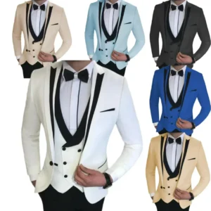 Luxury Suits for Men Formal Peak Lapel Tuxedo Set 3 Pieces Blazer Vest and Pants Set for Business Wedding Evening Party - Image 1