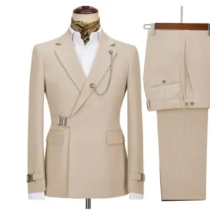 2 Pieces Men's Business Suits Regular Fit Notch Lapel Prom Tuxedos For Wedding (Blazer+Pants)Does not include chest accessories - Image 1