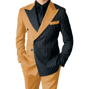 2024 New Luxury Men's Striped Suits Slim Fit Peak Lapel 2 Pieces Blazer and Pants Set for Wedding Prom Evening Party - Image 6