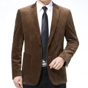 Corduroy Men's Casual Single Blazer Vintage Notch Lapel Regular Suit Elegant Tuxedos Set for Wedding Evening Parties Prom - Image 2