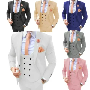 2024 New High Quality Suits for Men Peak Lapel Tuxedo Set 3 Pieces Blazer Vest and Pants Set for Wedding Business Prom - Image 1