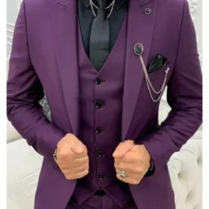 Slim Fit Men's Suits Elegant Suits for Men 3 Pieces Blazer Vest and Pants Set Peak Lapel Wedding Banquet Business Evening Party - Image 6