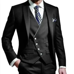Elegant Men Suits 3 Pieces Slim Fit Blazer Vest Pants Set Peak Lapel Tuxedo Set for Wedding Single Breasted Suit Elegant Wedding - Image 6