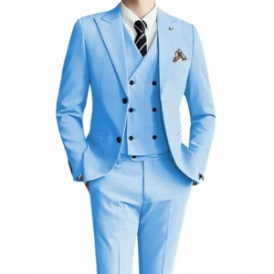 2024 New Regular Slim Fit Suits for Men Peak Lapel 3 Pieces Blazer Vest and Pant Business Wedding Dresses Tuxedo Suits for Men - Image 5