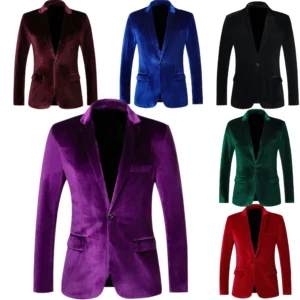 Formal Mens Velvet Suit Tuxedo Notch Lapel Single Blaze Men Costumes High Quality Tuxedo Set Evening Party Weddings Dresses - Image 1