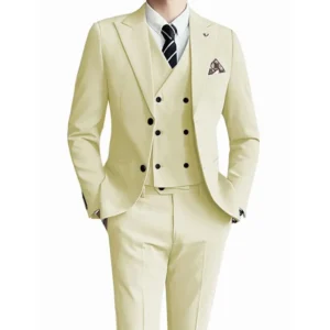 2024 New Regular Slim Fit Suits for Men Peak Lapel 3 Pieces Blazer Vest and Pant Business Wedding Dresses Tuxedo Suits for Men - Image 4