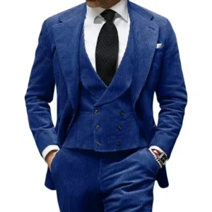 Men's Suits Corduroy 3 Piece Blazer Vest and Pants Set Notched Lapel Vintage Slim Fit Tuxedo Set for Weddings Evening Party Prom - Image 5