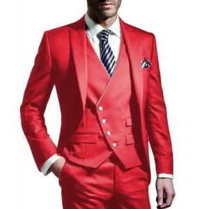 Formal Slim Fit Suit for Men 3 Pieces Blazer Vest and Pants Set Peak Lapel High Quality Wedding Dress Evening Party Tuxedo Suits - Image 3