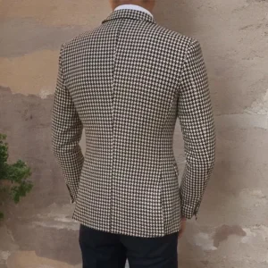Houndstooth Suits for Men Notched Lapel 2 Pieces Set or Single Blazer Tweed Suit Tuxedo Set for Wedding Business Men's Suits - Image 2