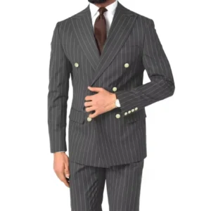 Luxury Striped Suits for Men 2 Pieces Blazer and Pants Set Peak Lapel Tuxedo Set for Wedding Business Prom Striped Suit Men - Image 6
