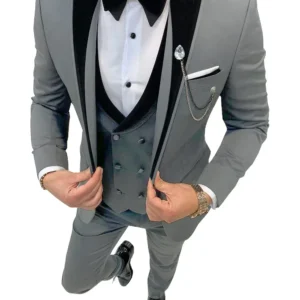 Formal Men's Suit 3 Pieces Blazer Vest and Pant Set Velvet Peak Lapel Slim Fit Tuxedo Set for Business Wedding Prom Suit for Men - Image 4