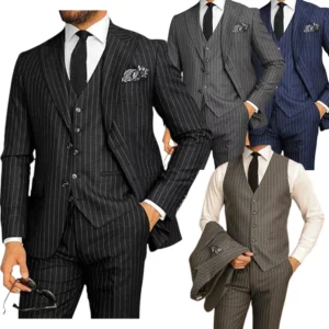 Elegant Men's Suits 3 Pieces Blazer Vest and Pants Set Peak Lapel Business Prom Slim Fit Tuxedo Suits for Men Wedding Dresses - Image 1