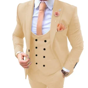 2024 New High Quality Suits for Men Peak Lapel Tuxedo Set 3 Pieces Blazer Vest and Pants Set for Wedding Business Prom - Image 4