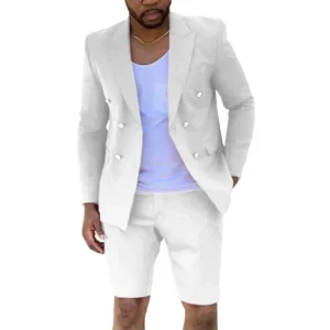 Casual Slim Fit Men's Suit 2 Pieces Blazer and Short Pants Set for Men Casual Summer Beach Wedding Dresses High Quality Tuxedo - Image 4