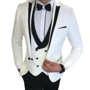 Luxury Suits for Men Formal Peak Lapel Tuxedo Set 3 Pieces Blazer Vest and Pants Set for Business Wedding Evening Party - Image 2