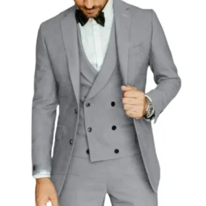 Men's Suits Elegant Notched Lapel Tuxedo 3 Pieces Blazer Vest and Pants Set Formal Men's Suit for Wedding Business Prom - Image 4