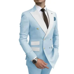 Elegant Suit for Men Peak Lapel 2 Pieces Blazer and Pants Set Slim Fit Tuxedo Suits for Men Wedding Dresses Evening Party - Image 5