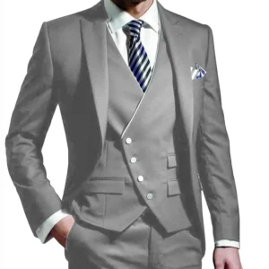 Elegant Men Suits 3 Pieces Slim Fit Blazer Vest Pants Set Peak Lapel Tuxedo Set for Wedding Single Breasted Suit Elegant Wedding - Image 4