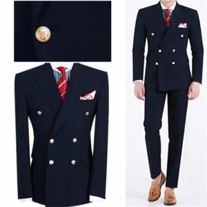 2024 New Arrival Tailor Made Mens Suit Double Breasted Navy Blue Jackets Formal Dinner Party Prom Business Men Suit 2 Pieces - Image 1