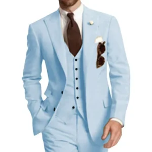 Fashion Men's Elegant Suit Peak Lapel 3 Pieces Blazer Vest and Pants Tuxedo Suit for Men for Wedding Business Banquet Male Suit - Image 4