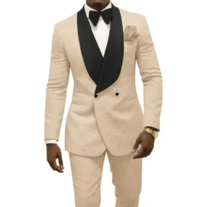 Men's Jacquard Suit Two Pieces Blazer Pant Set Shawl Lapel Tuxedo Set for Business Wedding Party - Image 3
