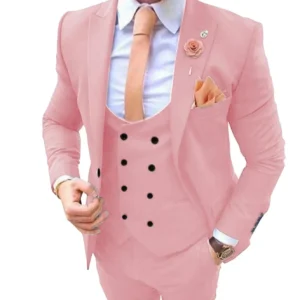 2024 New High Quality Suits for Men Peak Lapel Tuxedo Set 3 Pieces Blazer Vest and Pants Set for Wedding Business Prom - Image 5