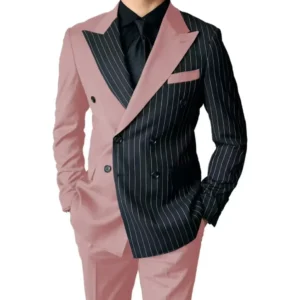 2024 New Luxury Men's Striped Suits Slim Fit Peak Lapel 2 Pieces Blazer and Pants Set for Wedding Prom Evening Party - Image 3