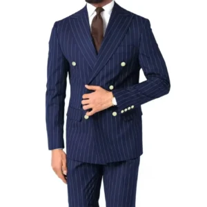 Luxury Striped Suits for Men 2 Pieces Blazer and Pants Set Peak Lapel Tuxedo Set for Wedding Business Prom Striped Suit Men - Image 2