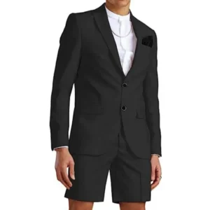 Slim Fit Suits for Men 2 Pieces Blazer and Shorts Pant Set Notched Lapel Tuxedo Fashion Suit Summer Wedding Sports Suit Set - Image 3