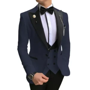 Slim Fit Suit for Men 3 Pieces Blazer Vest and Pants Classic Peak Lapel Tuxedo Wedding Formal Prom Business Suit - Image 5