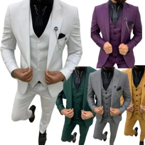 Slim Fit Men's Suits Elegant Suits for Men 3 Pieces Blazer Vest and Pants Set Peak Lapel Wedding Banquet Business Evening Party - Image 1