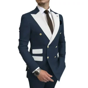 Elegant Suit for Men Peak Lapel 2 Pieces Blazer and Pants Set Slim Fit Tuxedo Suits for Men Wedding Dresses Evening Party - Image 2
