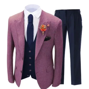 Plaid Suit Tuxedo Suits for Men 3 Pieces Blazer Vest and Pants Set Peak Lapel Luxury Men's Suit for Wedding Ceremony Prom - Image 2