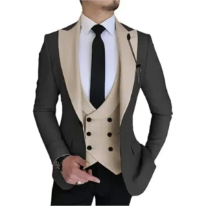 Formal Men's Suits 3 Pieces Blazer Vest and Pants Set Peak Lapel High Quality Tuxedo Set for Wedding Business Customizable - Image 5
