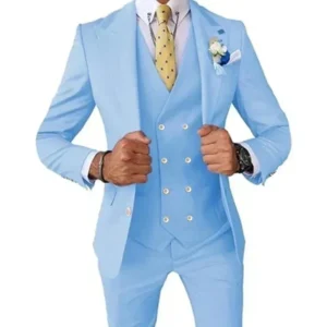 Regular Classic Men's Suits Fit Slim 3 Pieces Blazer+Vests+Pants Double Breasted Vest Prom Tuxedos Set Business Wedding Party - Image 2