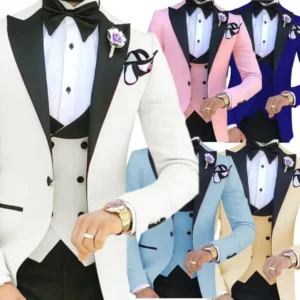 High Quality Men's Suits 3 Pieces Blazer Vest and Pants Set Peak Lapel Luxury Men's Suit for Wedding Business Tuxedo - Image 1