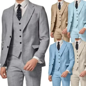 Men's Suit 3 Piece Blazer Vest and Pant Set Notched Lapel Men's Suit for Banquet Wedding Evening Party Male Suit Elegant Tuxedo - Image 1