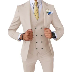 Regular Classic Men's Suits Fit Slim 3 Pieces Blazer+Vests+Pants Double Breasted Vest Prom Tuxedos Set Business Wedding Party - Image 3
