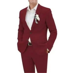 Formal Flax Men's Suits 2 Pieces Blazer and Pants Linen Suit Notched Lapel Slim Fit Tuxedo Wedding Dresses Business Ceremony - Image 5
