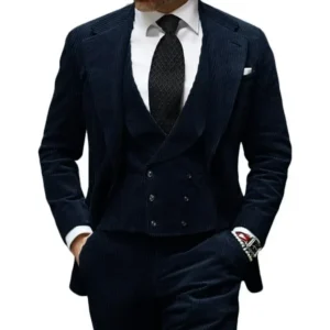 Men's Suits Corduroy 3 Piece Blazer Vest and Pants Set Notched Lapel Vintage Slim Fit Tuxedo Set for Weddings Evening Party Prom - Image 6